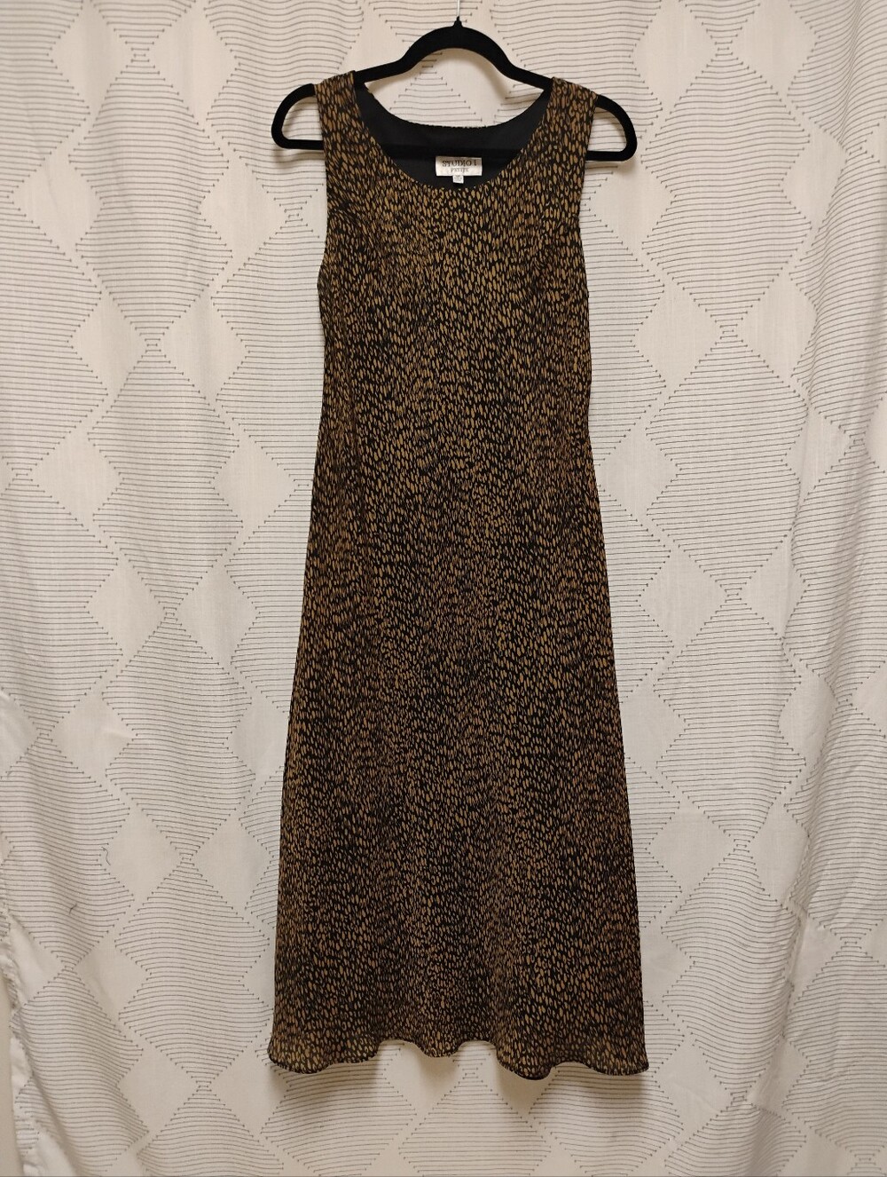 Vintage Studio I Petite Animal Print Sleeveless Midi Dress 12P Brown Black